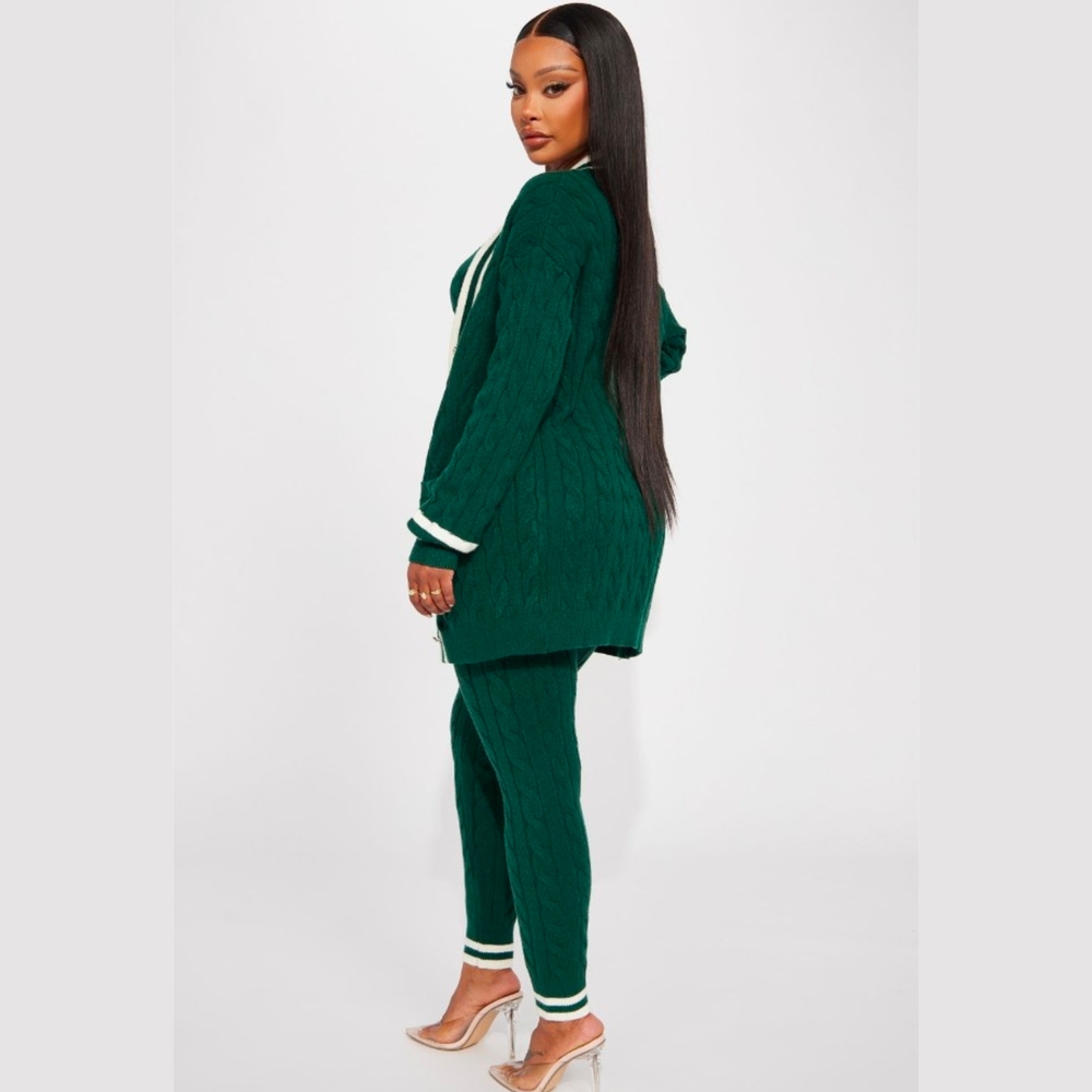 New Without Tag Women's Green Cable Knit Three Piece Cardigan Set - Picture 2 of 3